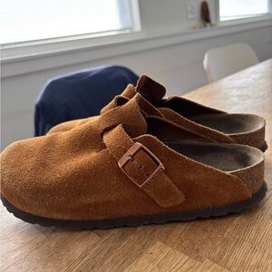 Birkenstock Boston soft footbed suede leather mules 39